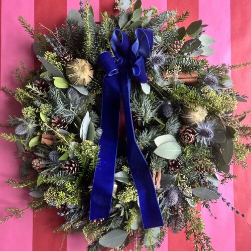 Blue Noel Christmas Wreath