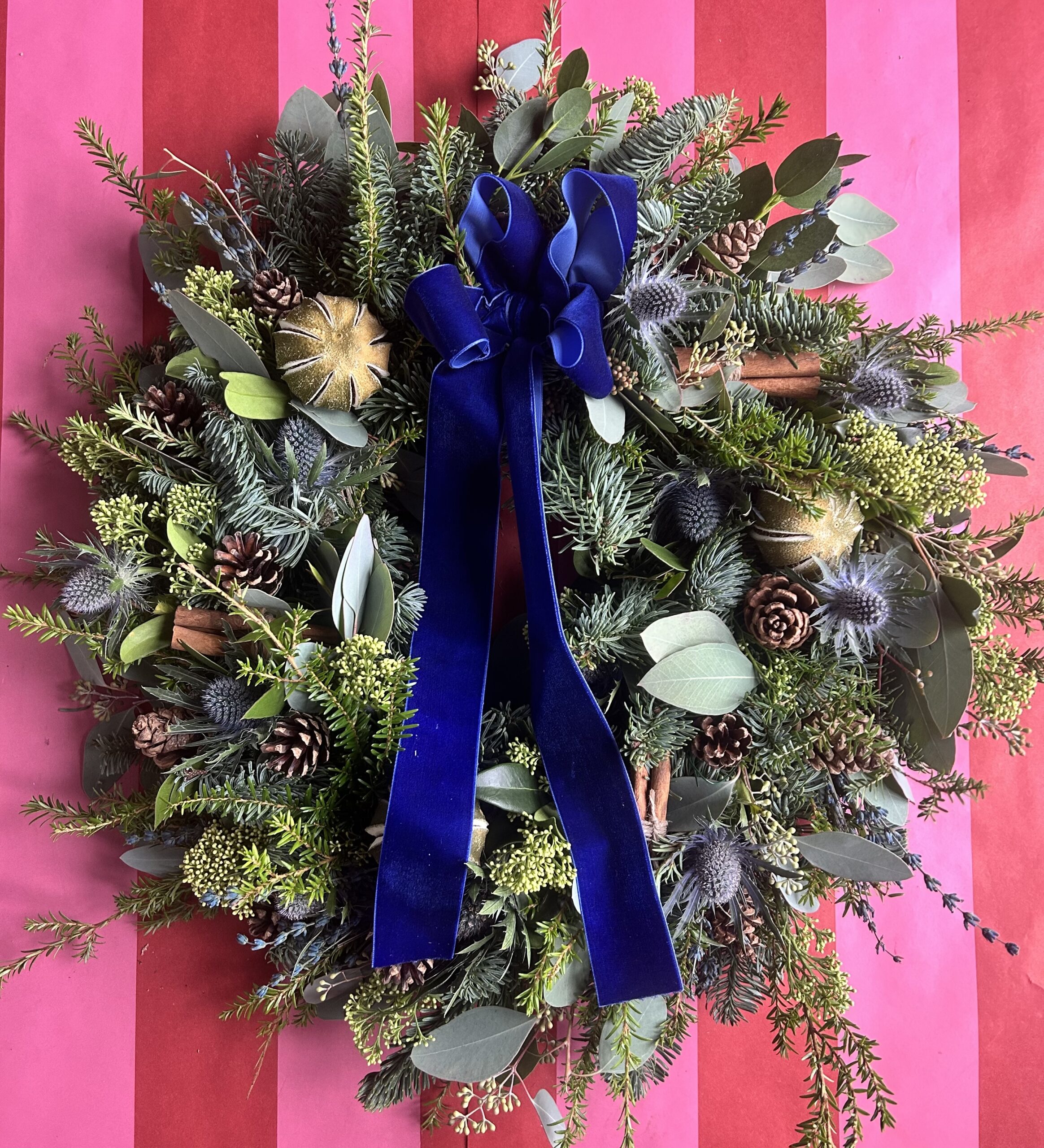 Blue Noel Christmas Wreath
